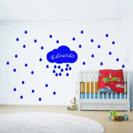 Adesivi murali pioggia di gocce blu