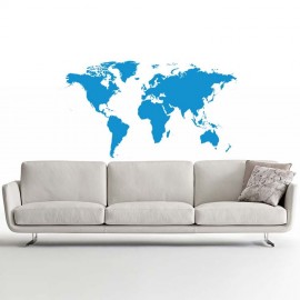 Adesivo Murale interior design Mappa del Mondo Azzurro piccolo