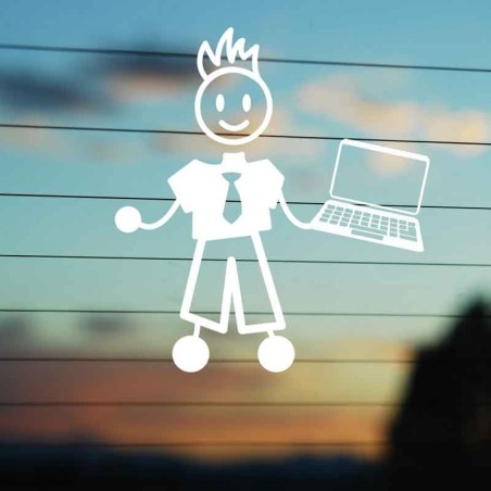 Adesivo Famiglia Papà con PC personalizzato - SonoNato